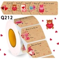 Rouleau de 500 autocollants Kraft pour la Saint-Valentin avec étiquettes de cadeaux To/From - Style Hexagonal en Papier Kraft (Q212)