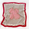 Pañuelo de seda de moda con pata de gallo rojo y marrón y estampados de bocado de caballo - 70cmx70cm / Rojo
