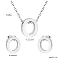 Polished stainless steel letter O necklace and stud earring jewelry set in silver color - Silver Letter O (SE1244O1S)