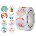 Rolle mit Cartoon-Tier-Happy Birthday-Aufklebern mit Elefanten- und Tigerdesigns - 8 Cartoon-Tier-Stile (X-695) / 500 Blatt/Rolle