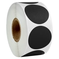 Roll of matte black round adhesive labels with standard brown cardboard core - 500 Pcs/Roll / Black