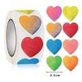 2.5cm glitter heart stickers roll in various colors for Valentines Day gift decoration - Frosted Glitter Colored Hearts (款6)