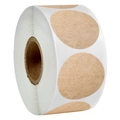 Self-adhesive round kraft paper labels in natural brown on a roll for packaging and DIY - 500 Pcs/Roll / Brown
