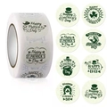 St. Patrick's Day round green stickers roll featuring clover and horseshoe designs - Style B / 1 inch (25mm)