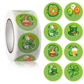 Rouleau d'autocollants ronds Saint-Patrick avec motifs trèfle et fer à cheval dorés - Style C / 1 pouce (25mm)
