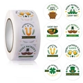 Rouleau d'autocollants ronds Saint-Patrick avec trèfles et motifs de fête irlandais - Style D / 1 pouce (25mm)