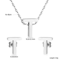 Letter T stainless steel jewelry set with necklace and earrings in silver finish - Silver Letter T (SE1244T1S)