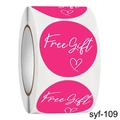 Rotolo di adesivi Free Gift rosa vivace con scritte bianche e simbolo del cuore - Stile Magenta (syf-109)