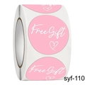 Adesivi tondi rosa con scritta Free Gift bianca e cuore per confezioni regalo - Stile Rosa (syf-110)