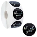 Rouleau d'autocollants Thank You laser arc-en-ciel de 1 pouce pour emballages cadeaux - 1 Pouce/500 Pcs/Rouleau / Style Holographique Noir