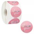 Autocollants holographiques roses Thank You en rouleau pour emballages de cadeaux - 1 Pouce/500 Pcs/Rouleau / Style Holographique Rose