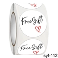 Adesivi rotondi bianchi 'Free Gift' con cuore rosso per confezioni regalo - Stile Bianco (syf-112)