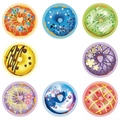 Rotolo di 500 etichette per ciambelle con 8 illustrazioni di dolci colorate e uniche - 1 Pollice (2,5 cm) / Stile ciambella A