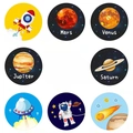 Roll of 500 space stickers for kids featuring cartoon planets, rockets, and astronauts - Space Exploration Style (B)