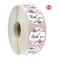 Rotolo di 500 adesivi thank you con piume colorate per confezioni regalo eleganti - Piuma Colorata (Stile A) / 1 pollice (25mm)