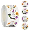 Rouleau d'autocollants d'Halloween avec citrouille et chauve-souris pour sacs de bonbons - 25mm (1 pouce)