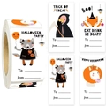 Square Happy Halloween gift stickers with cute cartoon ghosts and pumpkins on a roll - Cute Cartoon Animals Style (B)