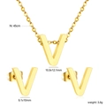 Conjunto de joyas de acero inoxidable dorado con collar con colgante en V y pendientes de botón - Dorado Letra V (SE1244V1G)