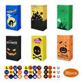 36-piece Halloween paper gift bags and stickers set with pumpkin and ghost designs - 12 Pack Set