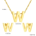 Golden stainless steel letter W necklace and earring jewelry set for women - Gold Letter W (SE1244W1G)
