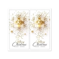 Golden Merry Christmas stickers with gift boxes and snowflakes for holiday packaging - White Background Gold Bow Gift Box Style