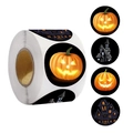 Halloween roll stickers with pumpkin and castle designs for gift packaging and envelopes - 1 inch (25mm)