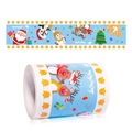 Detail of Christmas wall border sticker featuring Santa Claus, reindeer, and snowman pattern - Blue Christmas Illustration (B)