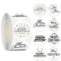 Rollo de 8 pegatinas navideñas doradas y negras con motivos festivos y felicitaciones - Diámetro 25mm / Estilo Oro Negro A