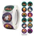 Halloween stickers roll with 12 cartoon designs, 1-inch diameter decorative gift labels - Style A