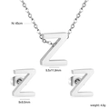 Letter Z jewelry set with 45cm necklace and stud earrings in polished stainless steel - Silver Letter Z (SE1244Z1S)