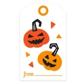 Halloween Geschenkanhänger mit Kürbis-Motiv und Unterschriftszeile auf weißem Karton - Kürbislaterne (Stil B)