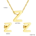 Golden stainless steel letter Z necklace and stud earrings jewelry set with dimensions - Gold Letter Z (SE1244Z1G)