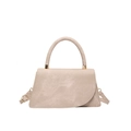 Light khaki crossbody bag with asymmetrical flap and gold-tone metal hardware - Khaki