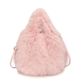 Pink faux fox fur bucket bag with adjustable leather shoulder strap and soft texture - Pink