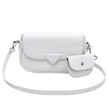 Ensemble de sacs selle blancs motif litchi avec porte-monnaie rond et boucles argent - Blanc