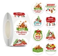 Rouleau de 500 étiquettes de Noël en papier kraft avec huit motifs de fête différents - Style B / Petite Taille