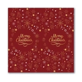 Rectangular red Christmas sticker with gold holiday elements and Merry Christmas text - Dark Red Background Gold Hand-drawn Christmas Elements Style