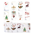 Roll of 8 assorted Christmas gift tag stickers with snowman and reindeer for gift labeling - Modern Holiday Colorful Style (X-862)