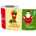 Roll of 250 Christmas gift stickers featuring Santa and festive vintage clock designs - Style A (250 Stickers/Roll) / 75*50mm