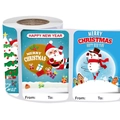 250-count Christmas and New Year gift label stickers roll with snowman and santa designs - Christmas New Year Holiday Series (X-892) / 50x75mm (250 Pcs/Roll)
