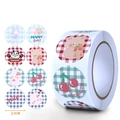 Roll of 500 cute cartoon bear stickers with 8 designs and 2.5cm diameter for DIY - Bear And Rabbit Style (A) / Round