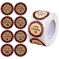Rotolo di 8 adesivi natalizi Buffalo Plaid assortiti per decorazione regali festivi - Stile a Quadretti Rossi e Neri (A)