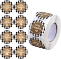 Rotolo di adesivi Buon Natale con bordi a quadri bianchi e neri e 8 diversi motivi festivi - Stile a Quadretti Bianchi e Neri (B)