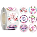 Étiquettes rondes Happy Mother's Day en rouleaux avec six motifs floraux magnifiques - Motif B / 1 pouce (25mm)