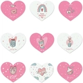 Lot de neuf autocollants de Saint-Valentin en forme de cœur avec illustrations romantiques - Style de Cœur Illustration Dessinée à la Main (D)