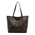 Grande borsa shopper marrone scuro con stampa logo e trama in pelle per l'estate 2025 moda - Caffè (Lettere Grandi)