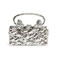 Silver liquid metal acrylic box bag with lion head handles and ice crackle texture - Silver