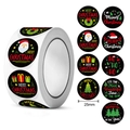 Rouleau de stickers de Noël 25mm avec 8 motifs festifs dont Père Noël et rennes - Style Père Noël Renne (A)