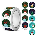 Rouleau d'autocollants de Noël avec Père Noël et bonhomme de neige étiquettes 25mm - Style Pingouin Bonhomme de Neige de Noël (B)