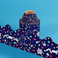Blue Christmas wave bulletin border trim with gingerbread and snowflake patterns for school - Christmas Theme (A) / 7CM*15M